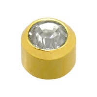 4mm Clear Crystal Stone Gold Plated Caflon Ear Studs - April