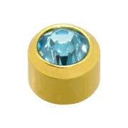 4mm Aquamarine Stone Gold Plated Caflon Ear Studs - March