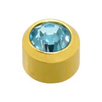 4mm Aquamarine Stone Gold Plated Caflon Ear Studs - March