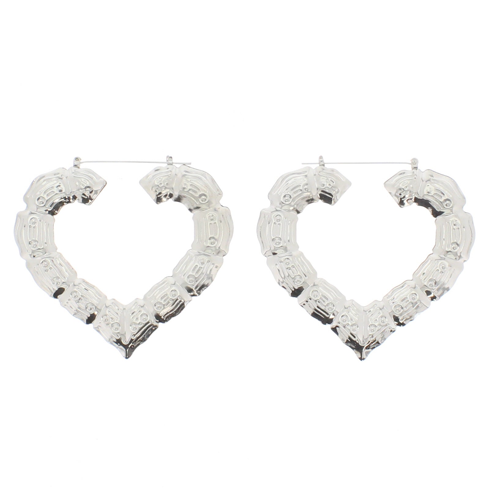 Large Bamboo Heart Earrings