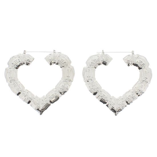 Large Bamboo Heart Earrings