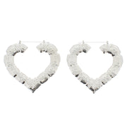 Large Bamboo Heart Earrings