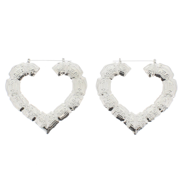 Large Bamboo Heart Earrings