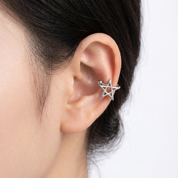 Silver Pentacle Ear Cuff