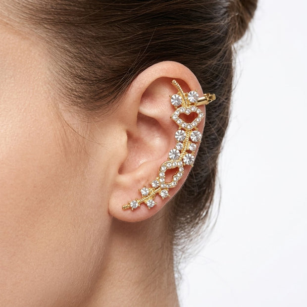 Lips Patterned Diamante Stone Ear Cuff