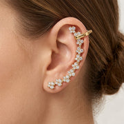 Gold Flower Double Cuff Earrings