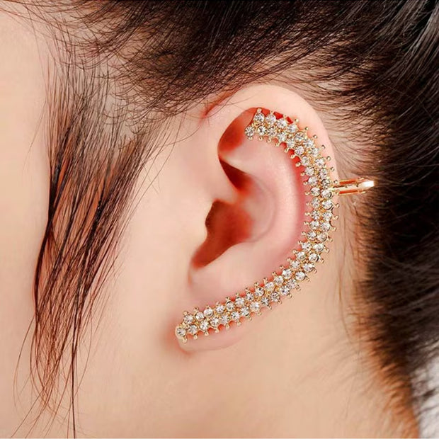 Diamante Stone Ear Cuff with Hanging Ball Studs