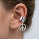 Silver CND Peace Sign Ear Cuff