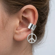 Silver CND Peace Sign Ear Cuff