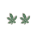 Metallic Weed Leaf Stud Earrings