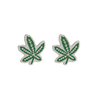 Metallic Weed Leaf Stud Earrings