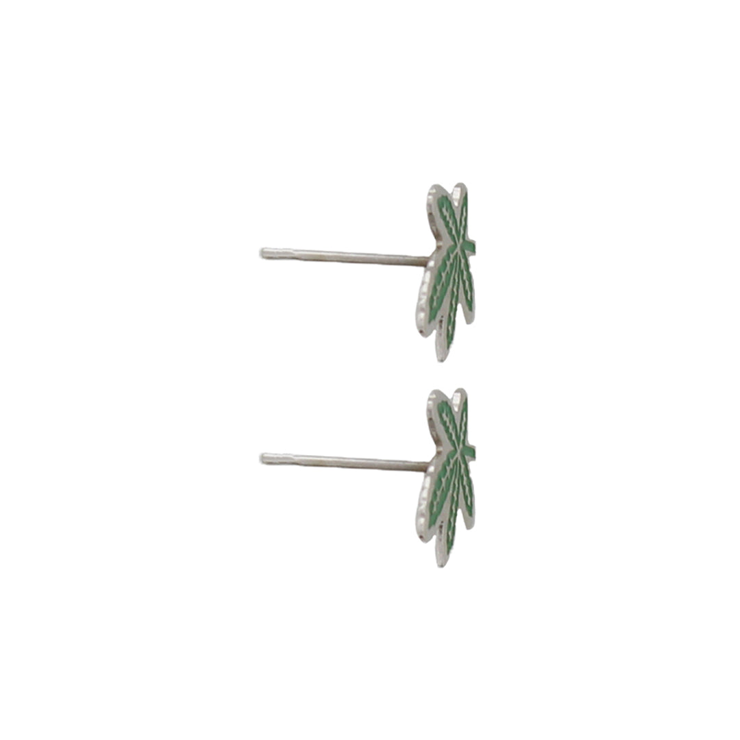 Metallic Weed Leaf Stud Earrings