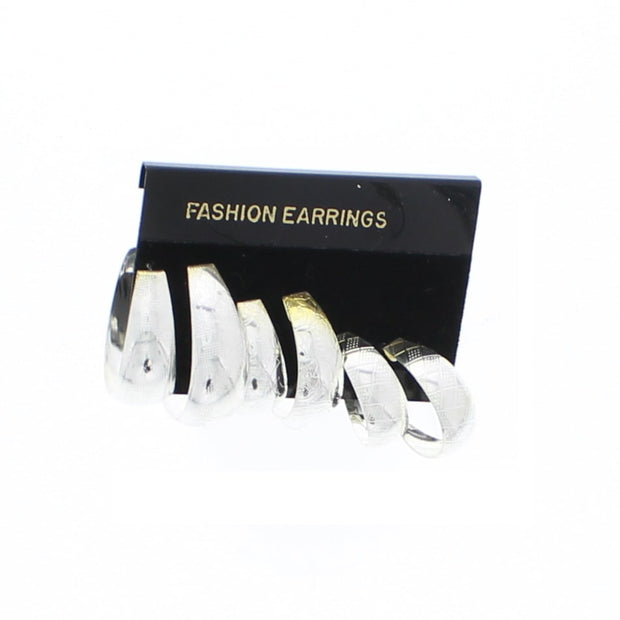 Set of 3 Patterned Mini Hoop Earrings