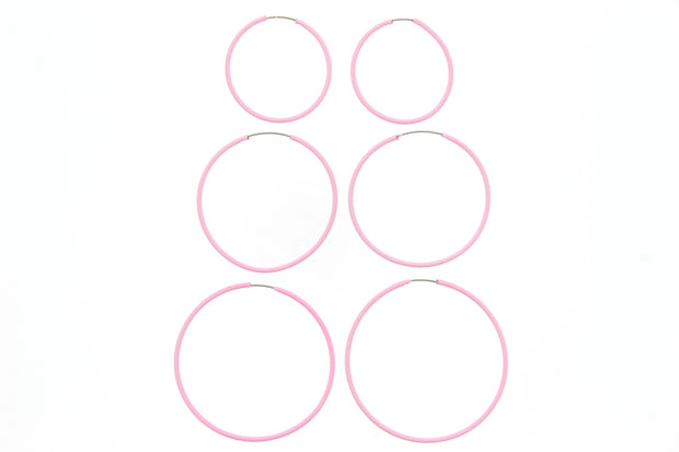 Set of 3 Assorted Size Plastic Hoop Earrings/ Sleepers