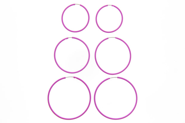 Set of 3 Assorted Size Plastic Hoop Earrings/ Sleepers