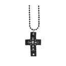 Black PU Cross Beaded Necklace with Skulls