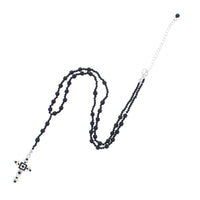 Black Stone Faceted Rosary Bead Necklace