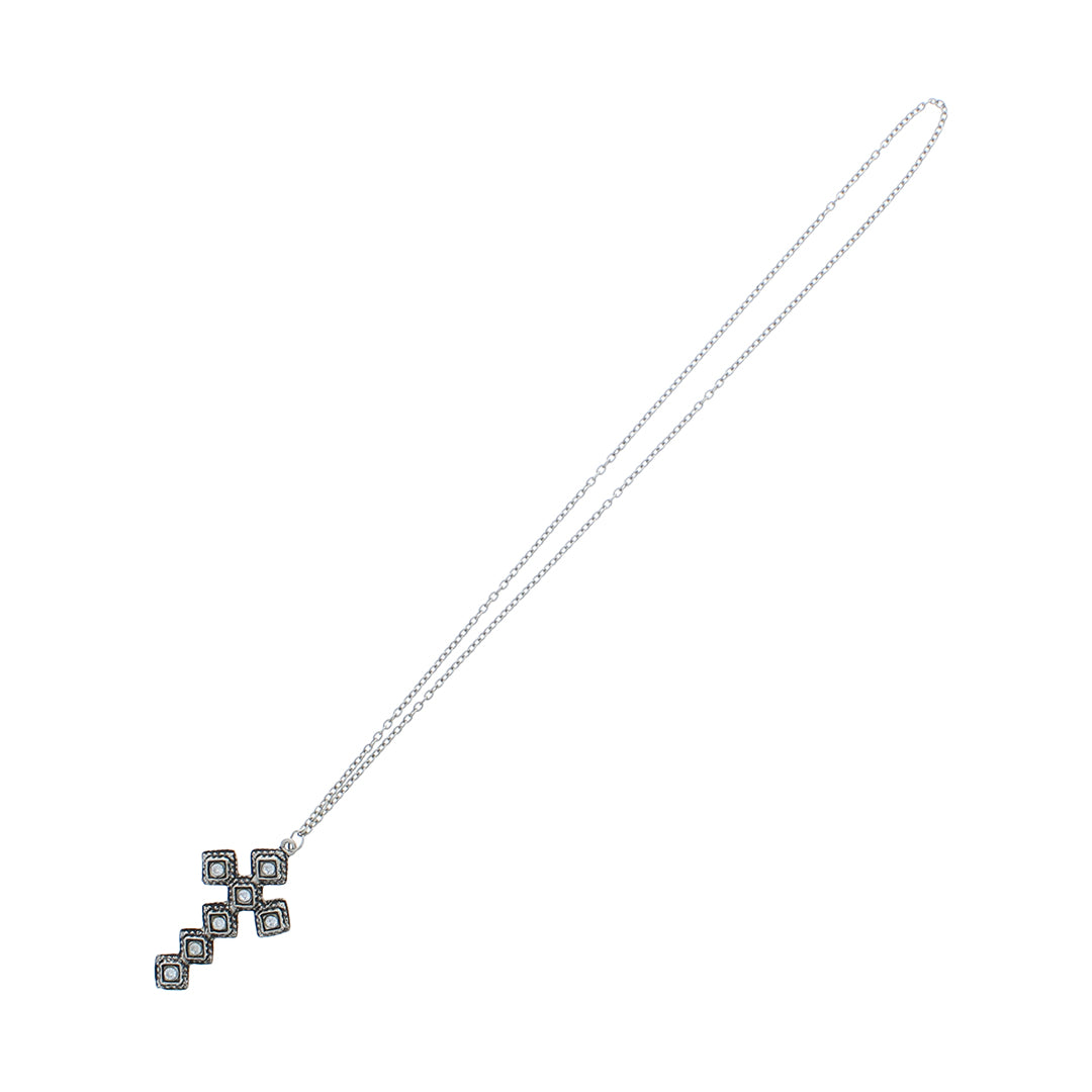 Metal Cross Crystal Rhinestone Pendant Chain Necklace