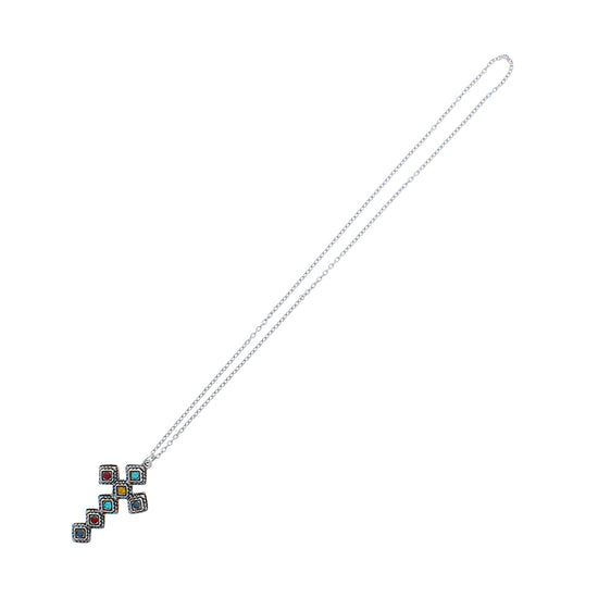 Metal Cross Crystal Rhinestone Pendant Chain Necklace
