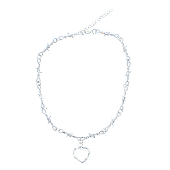 Metal Barbwire Heart Design Choker Necklace