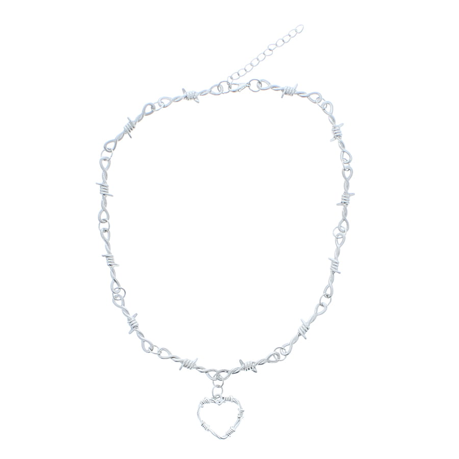 Metal Barbwire Heart Design Choker Necklace