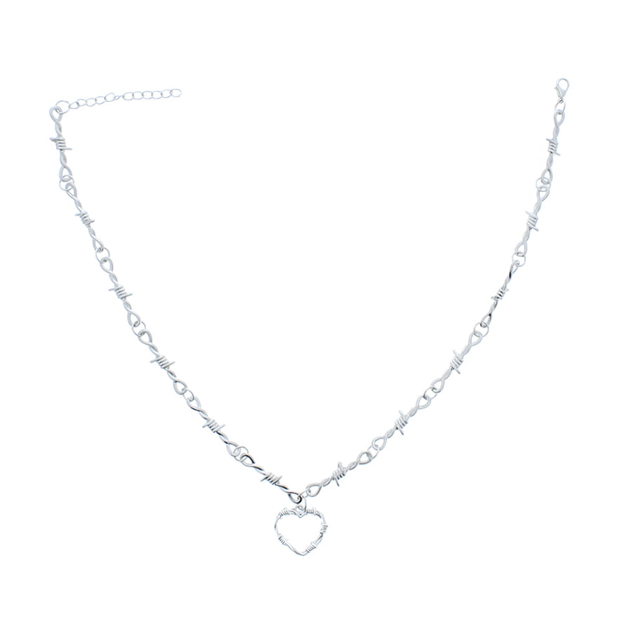 Metal Barbwire Heart Design Choker Necklace
