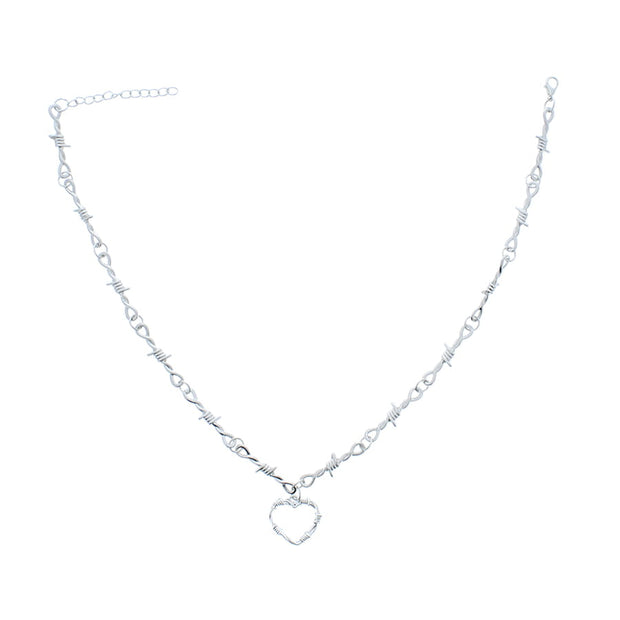 Metal Barbwire Heart Design Choker Necklace