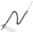 Black Cross Chain Necklace with Hanging Chains