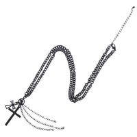 Black Cross Chain Necklace with Hanging Chains