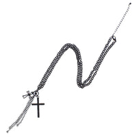 Black Cross Chain Necklace with Hanging Chains
