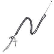 Black Chain Necklace with Crosses & Hanging Chains