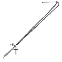 Black Cross Chain Necklace with Hanging Chains