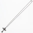 Gun Metal Diamante Stone Cross Chain Necklace