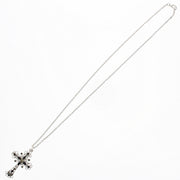 Silver Diamante Stone Cross Chain Necklace