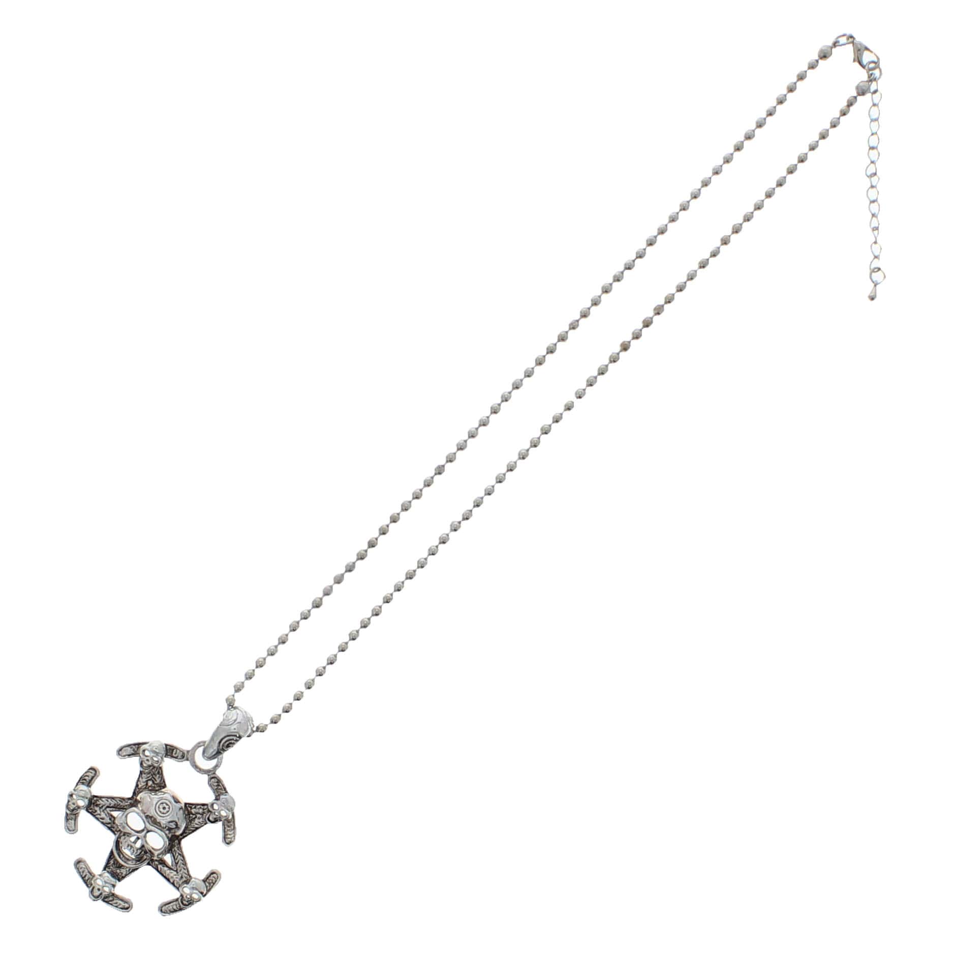Multiple Skull on Pirate Ship Wheel Chain Necklace