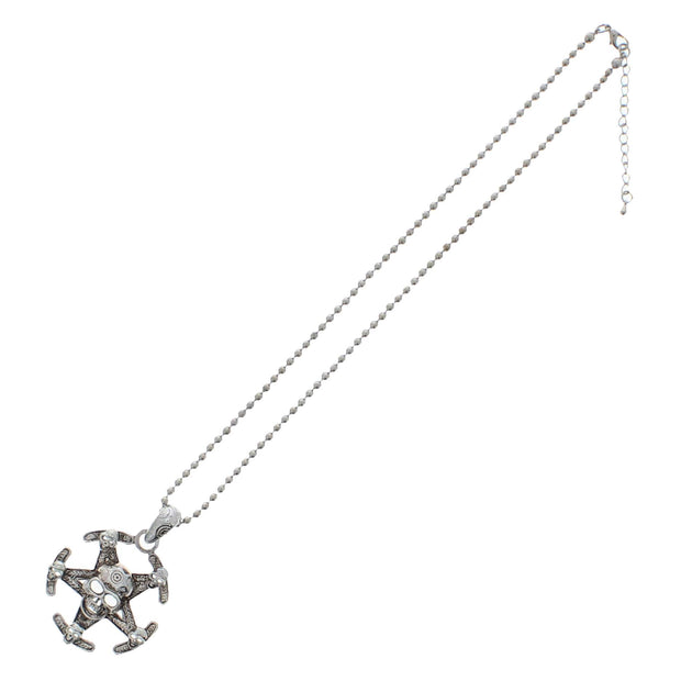 Multiple Skull on Pirate Ship Wheel Chain Necklace