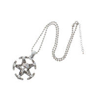 Multiple Skull on Pirate Ship Wheel Chain Necklace