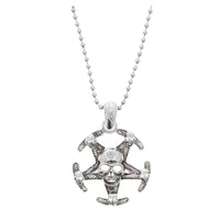 Multiple Skull on Pirate Ship Wheel Chain Necklace
