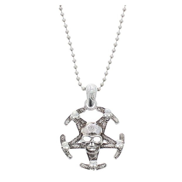 Multiple Skull on Pirate Ship Wheel Chain Necklace