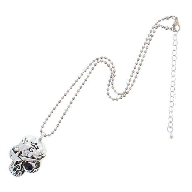 Engraved Pirate Skull Chain Necklace with Star Eye Patch