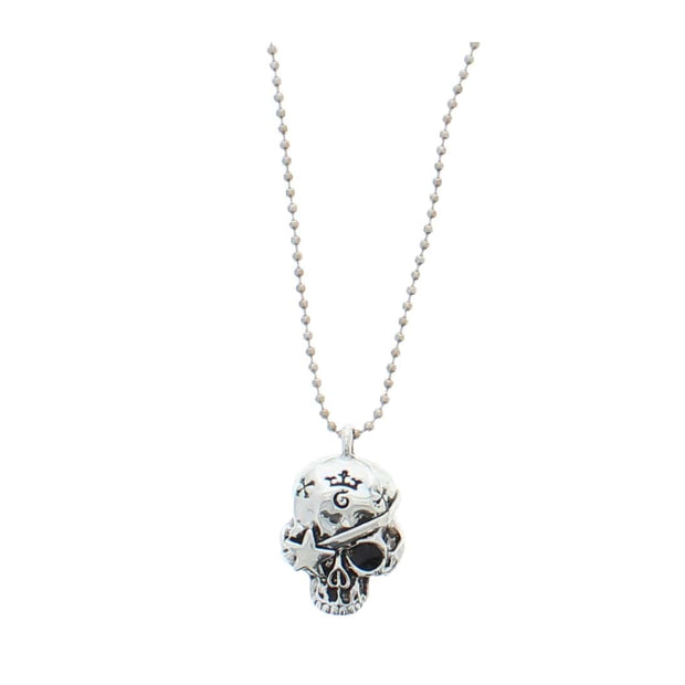 Engraved Pirate Skull Chain Necklace with Star Eye Patch