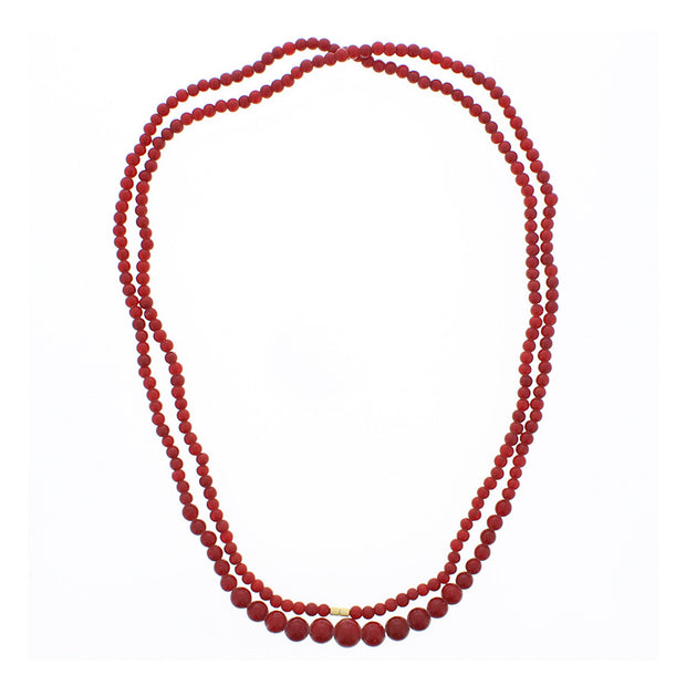 Heavy Glass Coral Bead Necklace