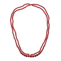 Heavy Glass Coral Bead Necklace