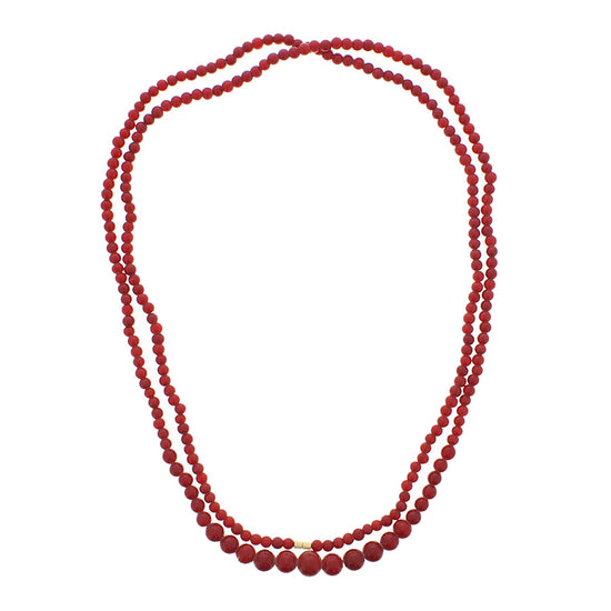 Heavy Glass Coral Bead Necklace