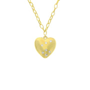 Gold Diamante Stone Heart Chain Necklace