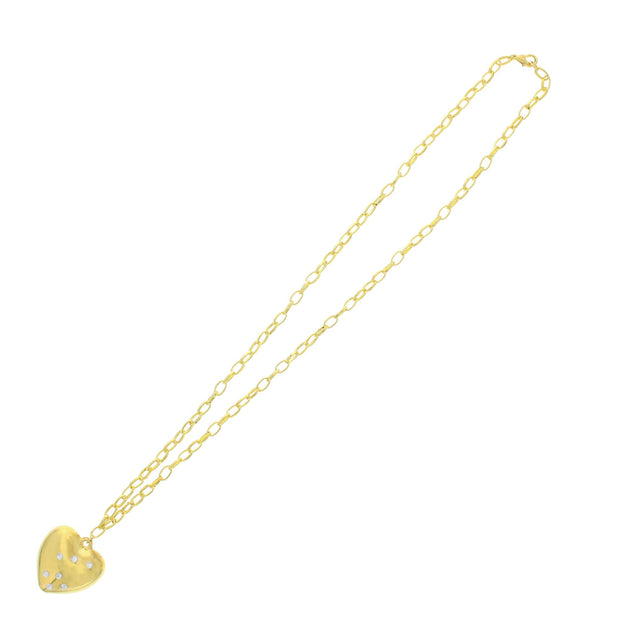 Gold Diamante Stone Heart Chain Necklace