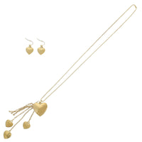 Chain Drop Multi Heart Necklace & Earring Set