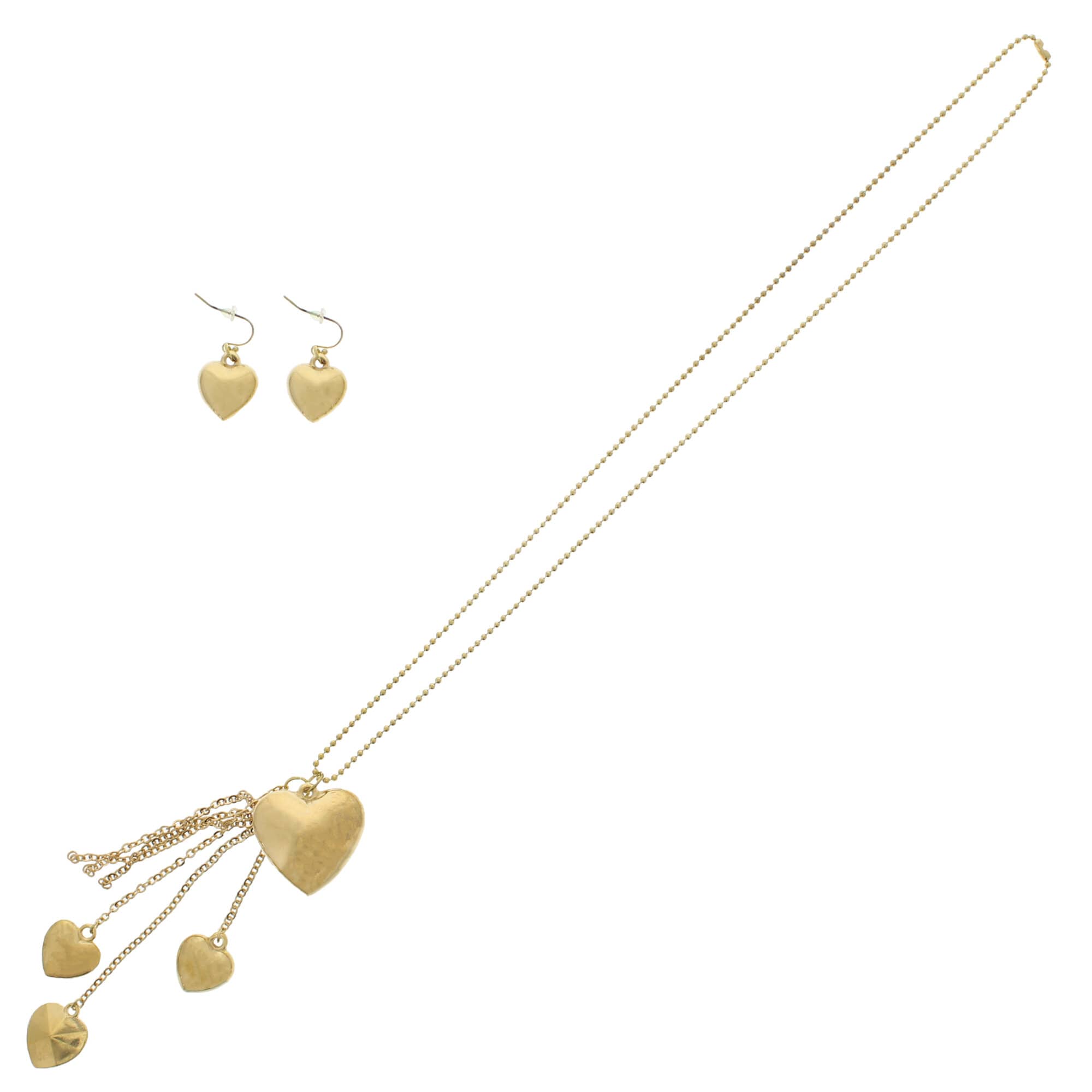 Chain Drop Multi Heart Necklace & Earring Set