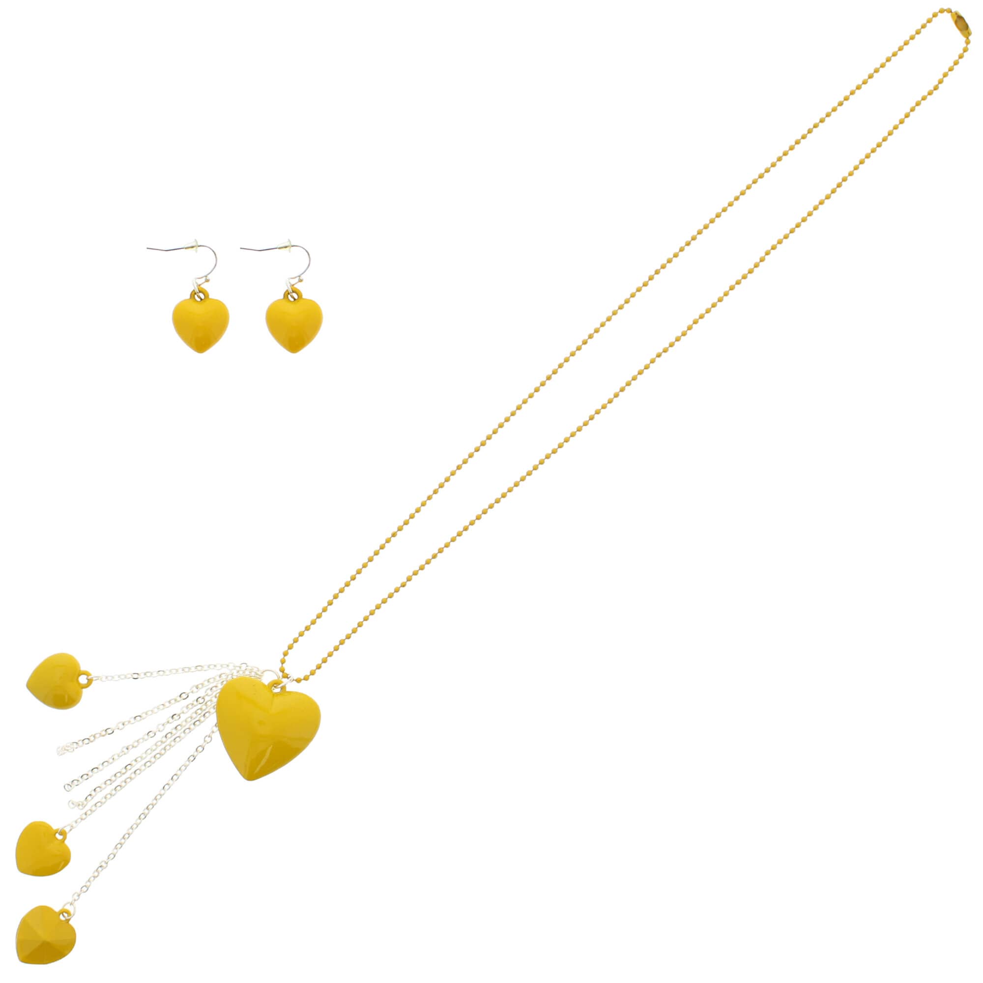 Chain Drop Multi Heart Necklace & Earring Set