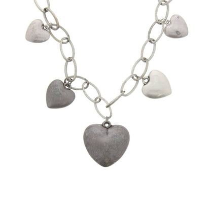 Antique Silver Multiple Hearts Necklace and Earrings Set